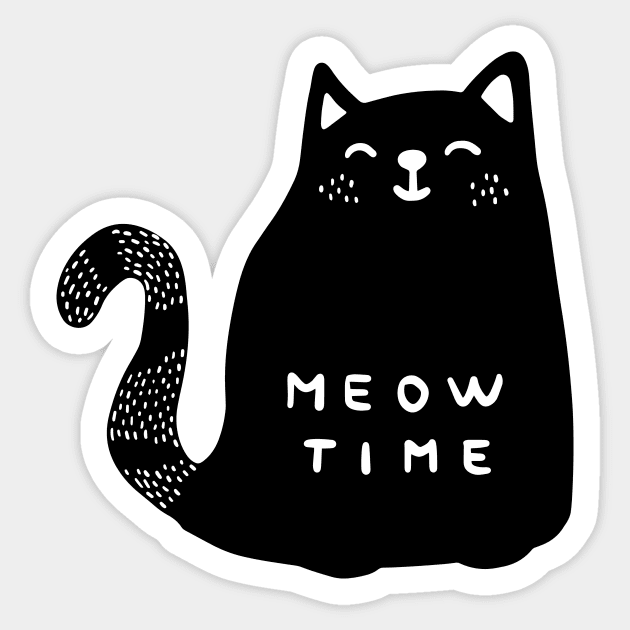 Meow time black cat Sticker by bigmoments